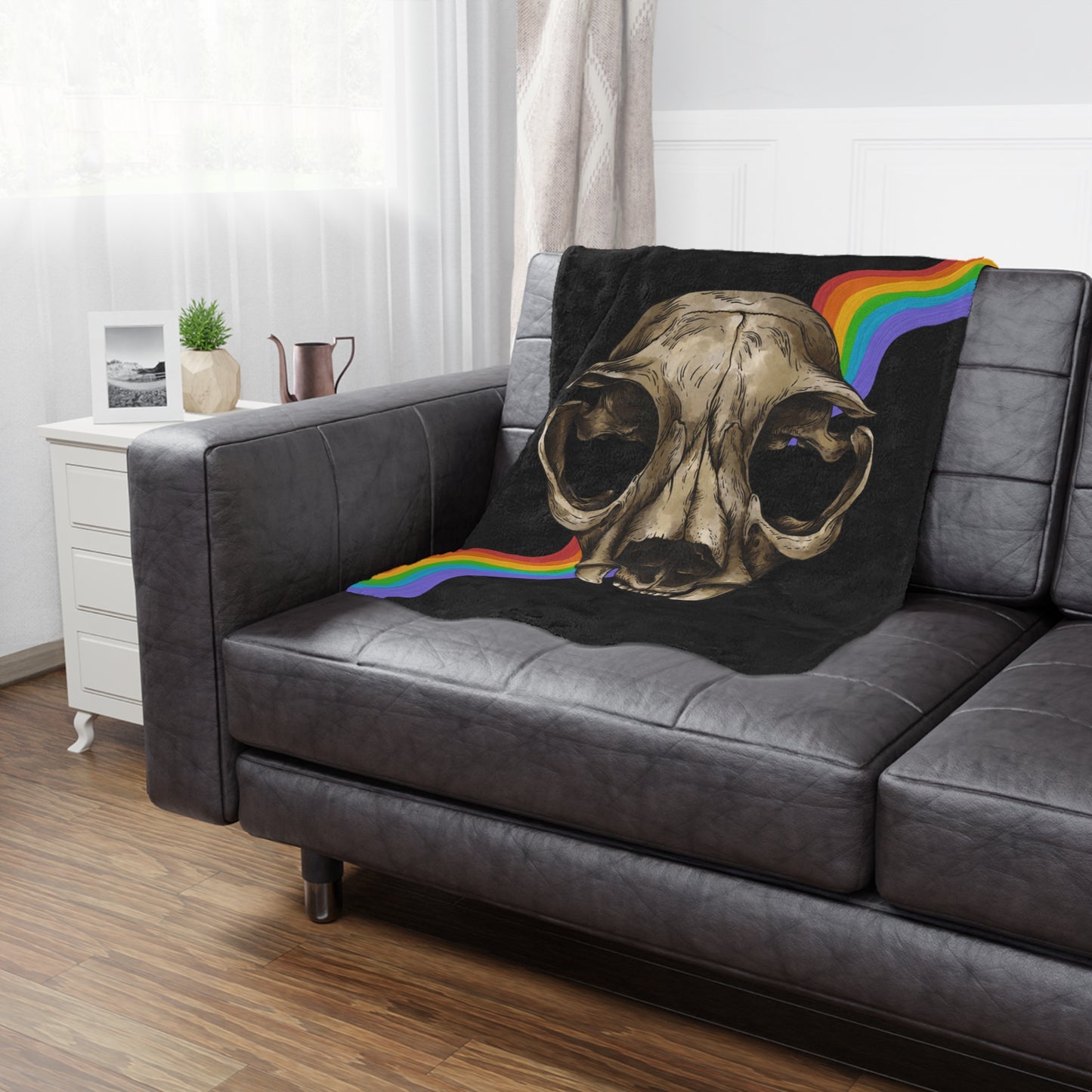Rainbow Puma Skull Minky Blanket