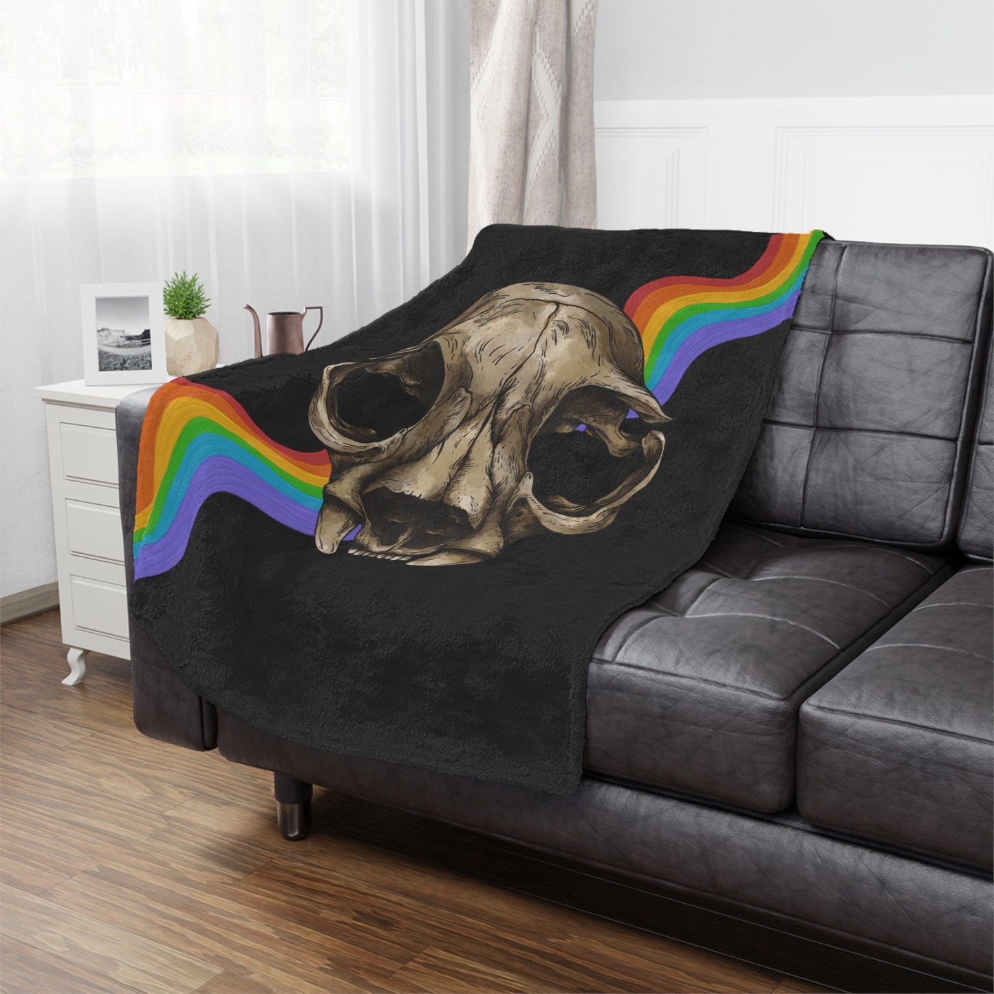 Rainbow Puma Skull Minky Blanket