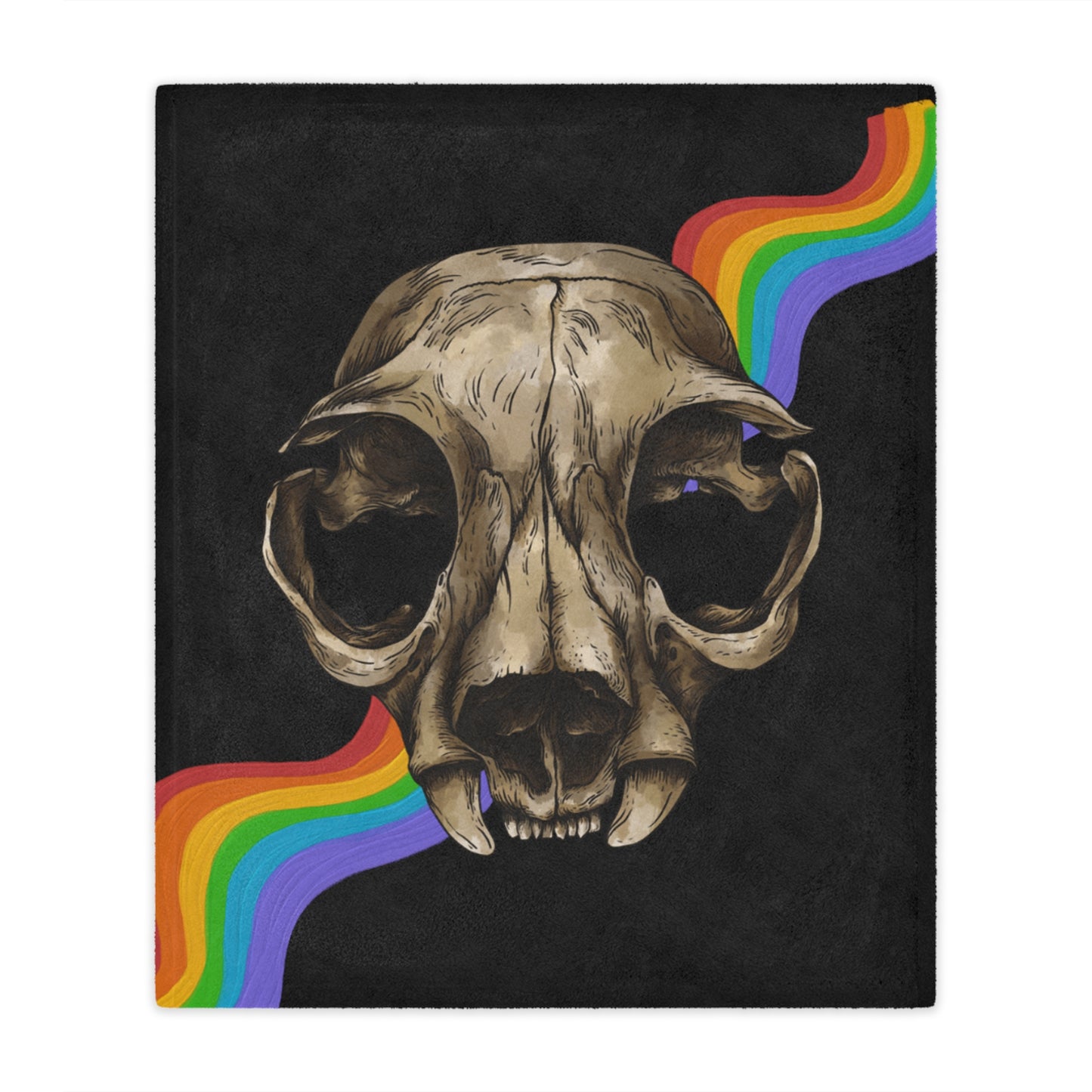 Rainbow Puma Skull Minky Blanket