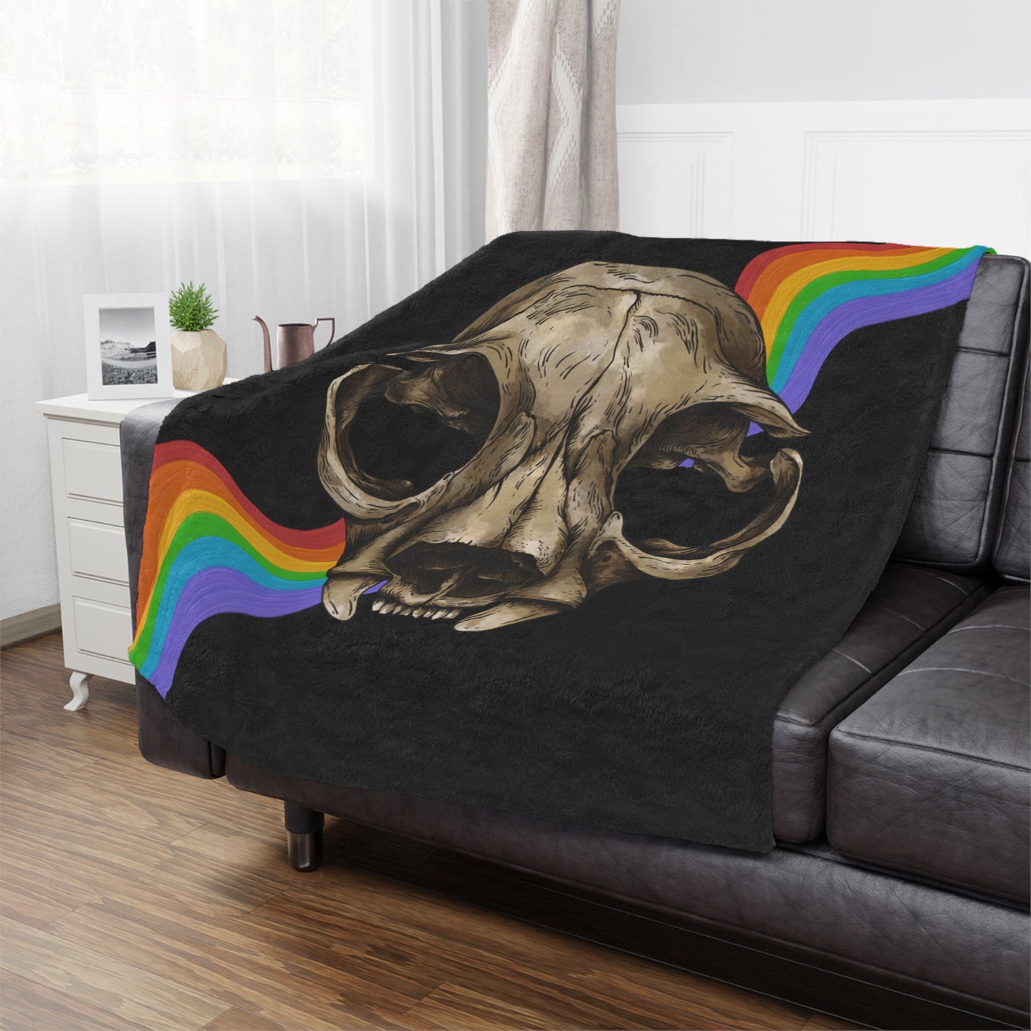 Rainbow Puma Skull Minky Blanket