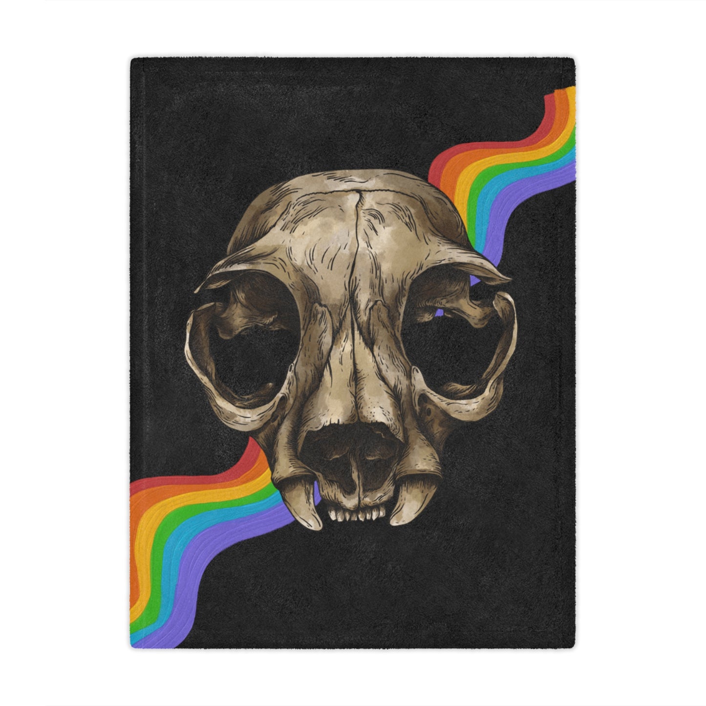 Rainbow Puma Skull Minky Blanket