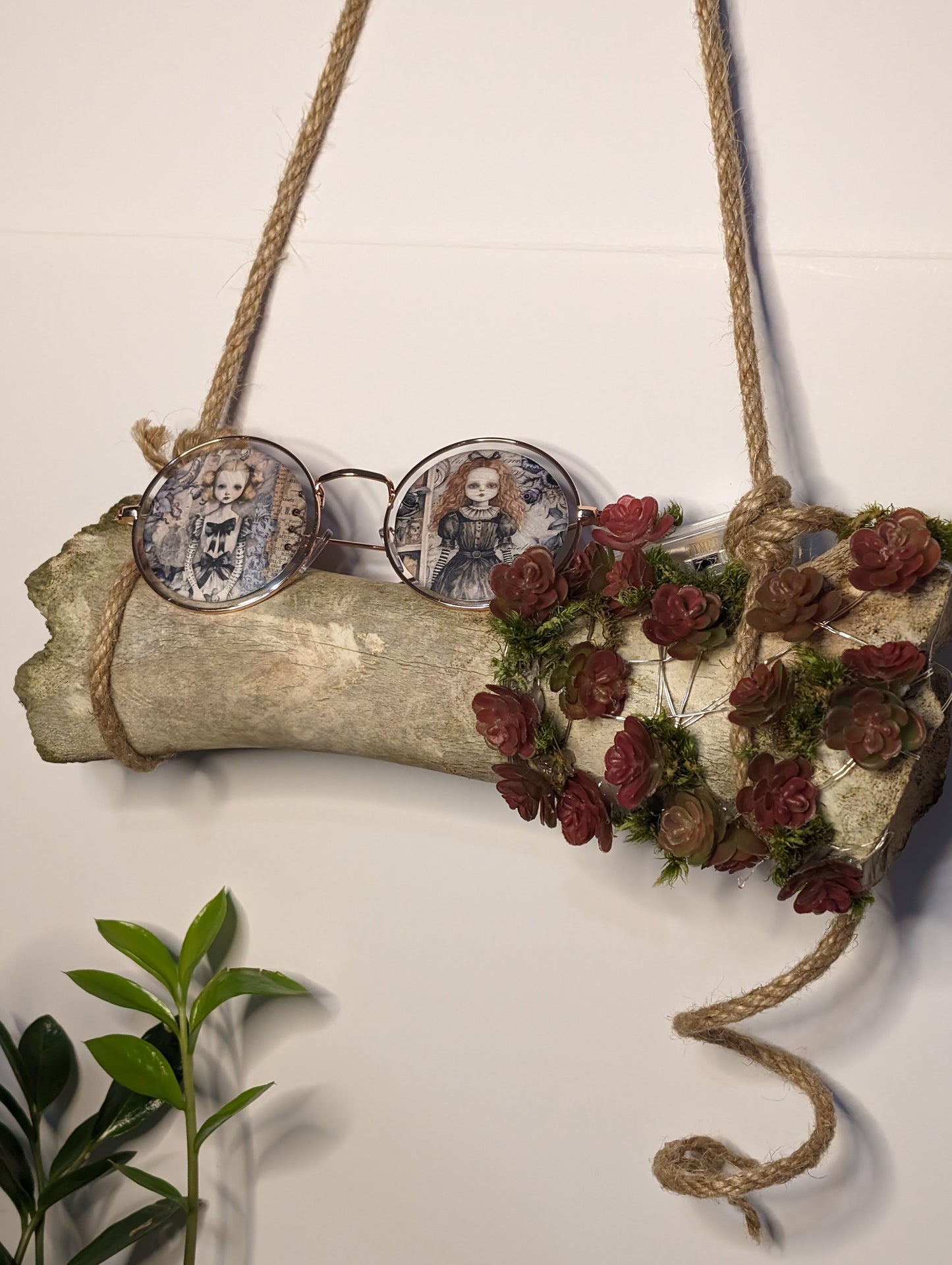 Spooky girl succulent lights - authentic bone