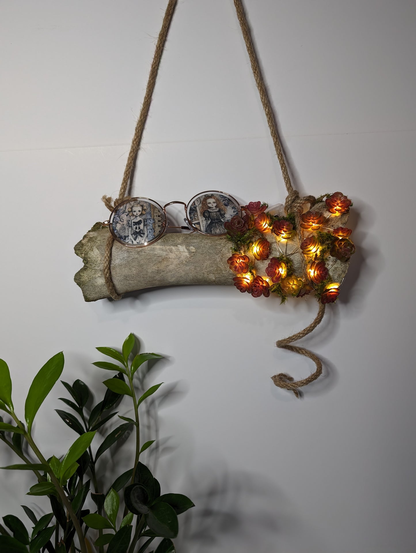 Spooky girl succulent lights - authentic bone