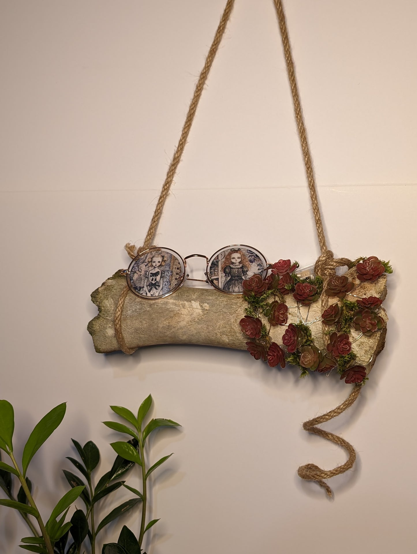 Spooky girl succulent lights - authentic bone