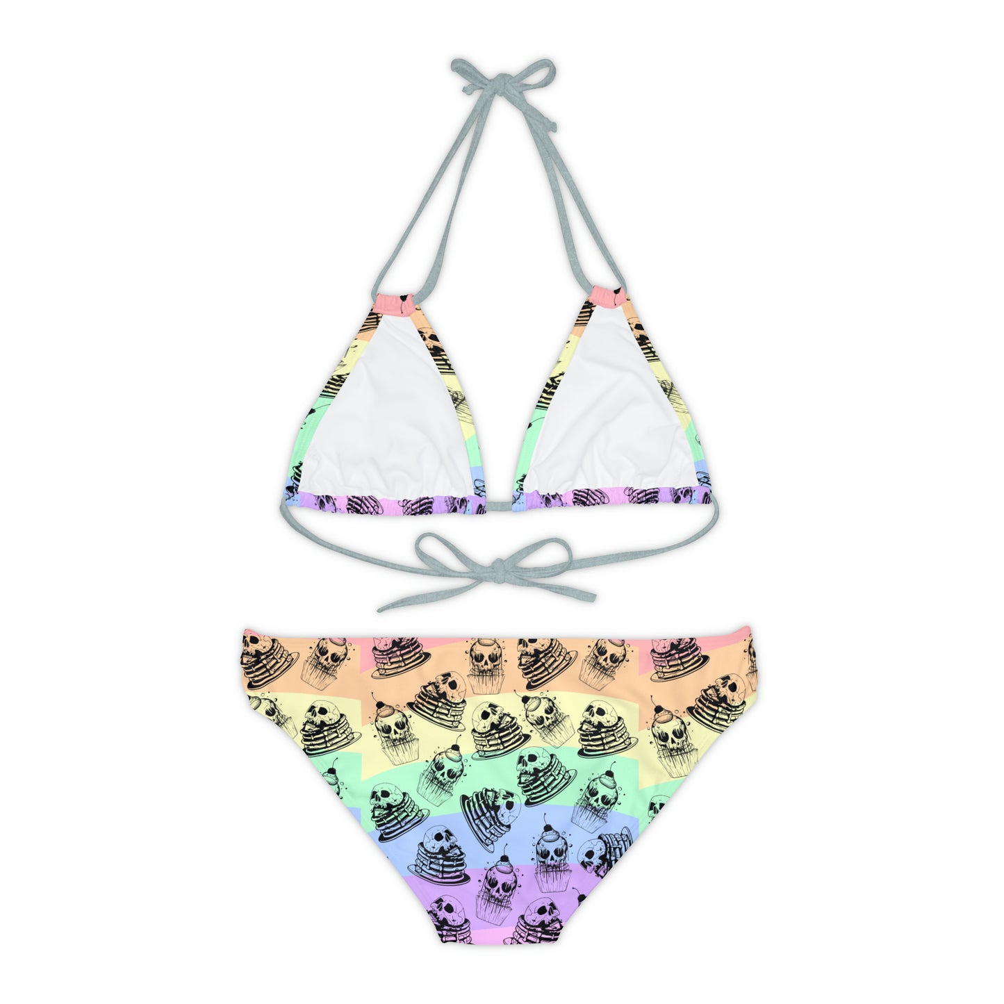 Funny Face Pancakes Strappy Bikini Set (AOP)