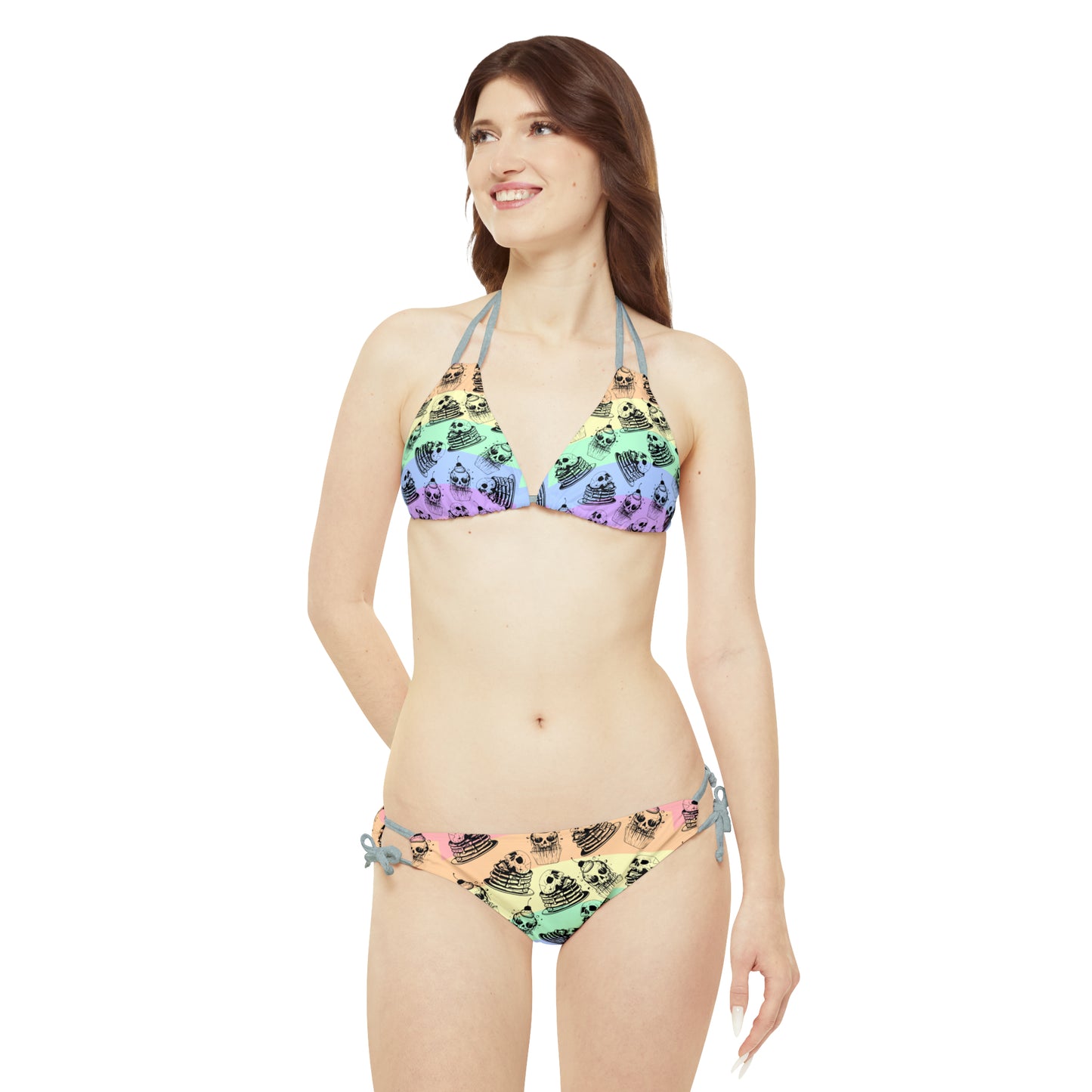 Funny Face Pancakes Strappy Bikini Set (AOP)