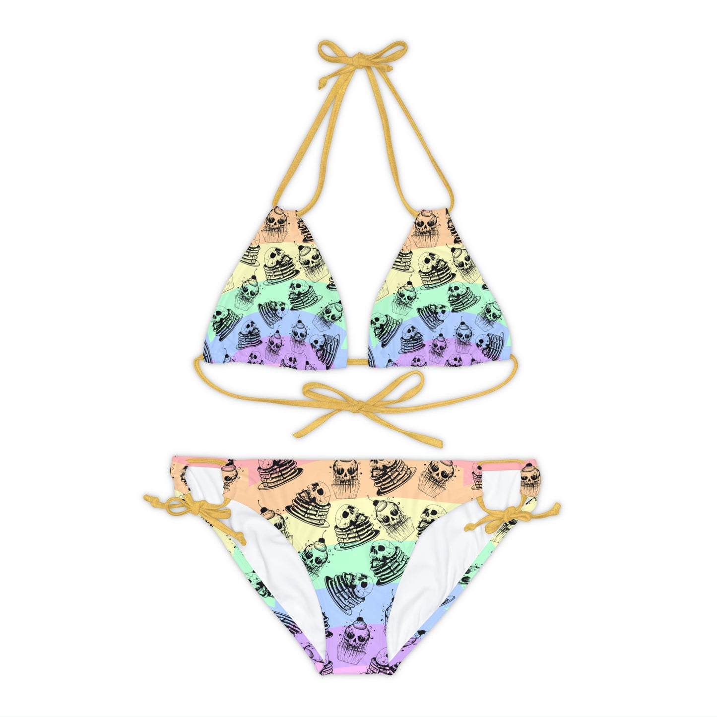 Funny Face Pancakes Strappy Bikini Set (AOP)