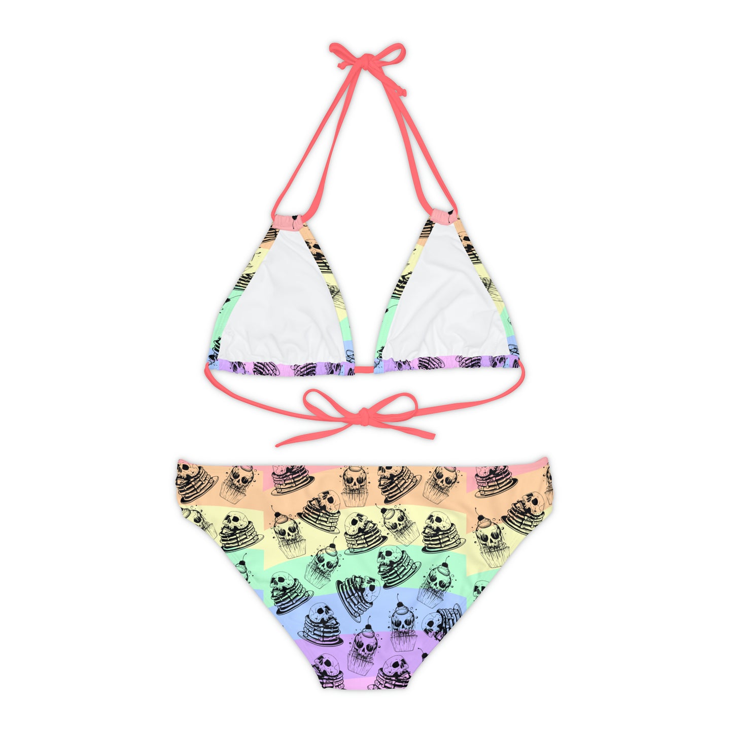 Funny Face Pancakes Strappy Bikini Set (AOP)