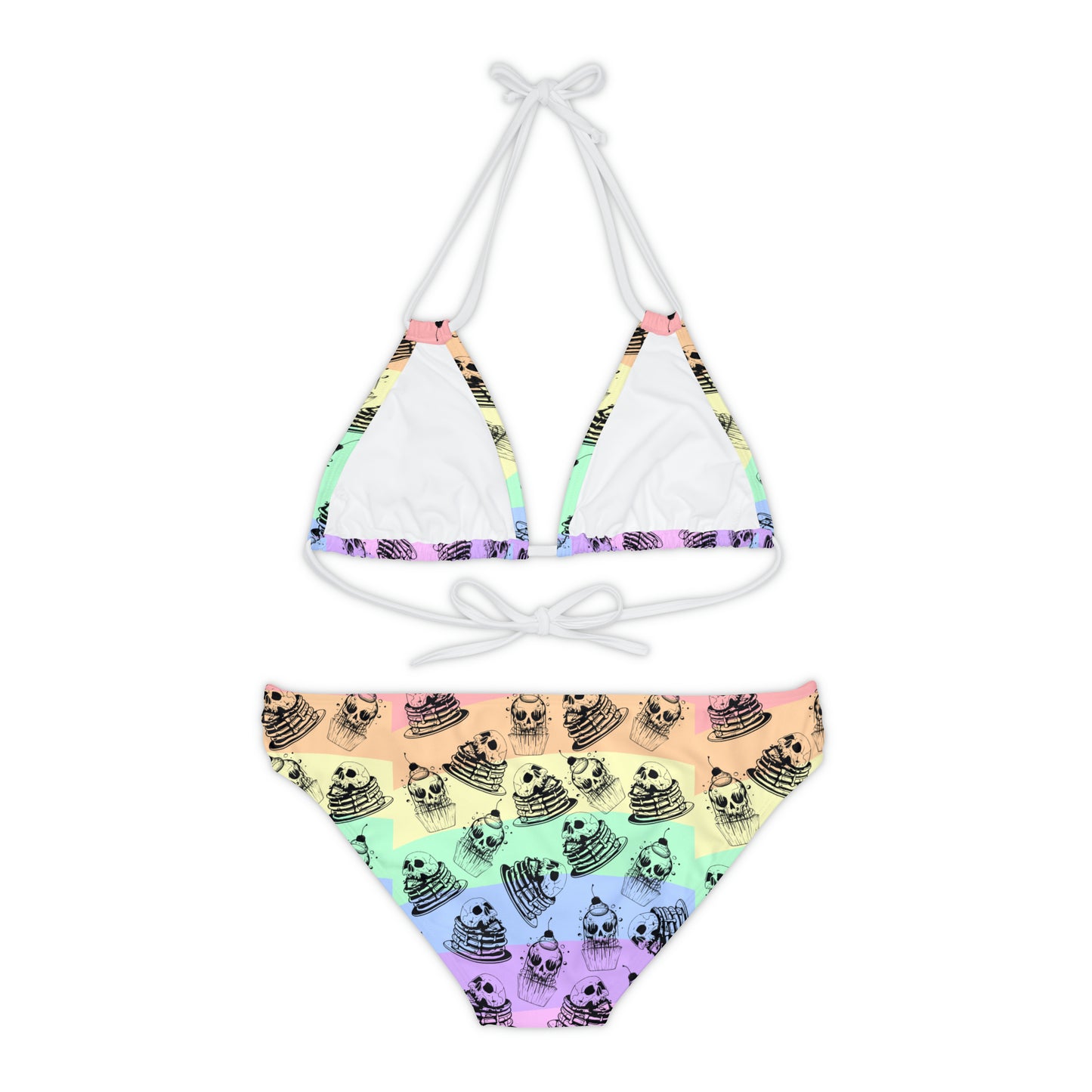 Funny Face Pancakes Strappy Bikini Set (AOP)