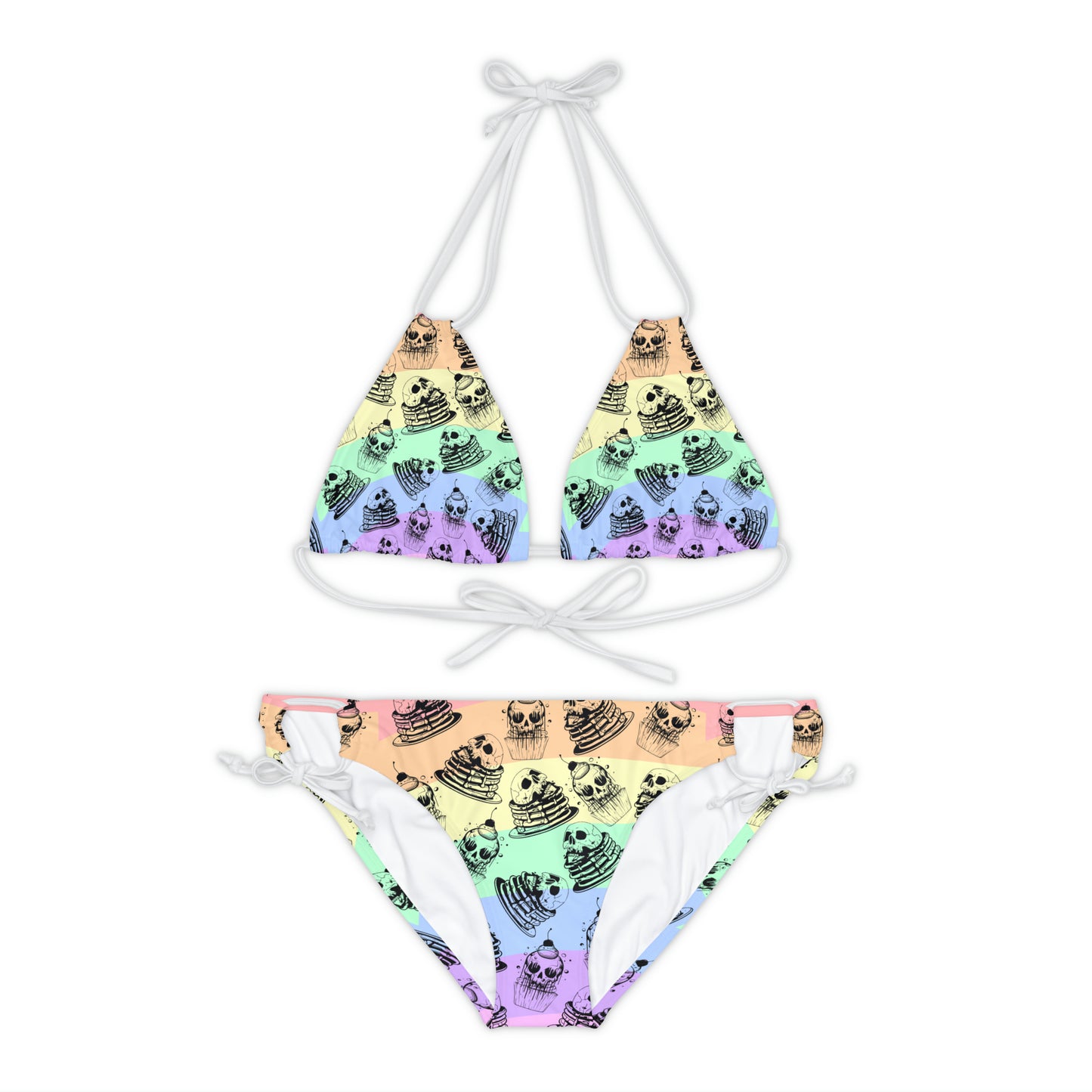 Funny Face Pancakes Strappy Bikini Set (AOP)