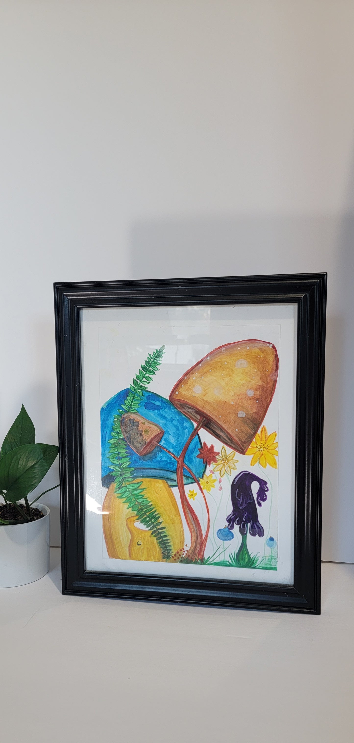 Framed Mushroom painting