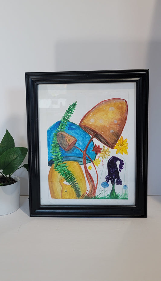 Framed Mushroom painting