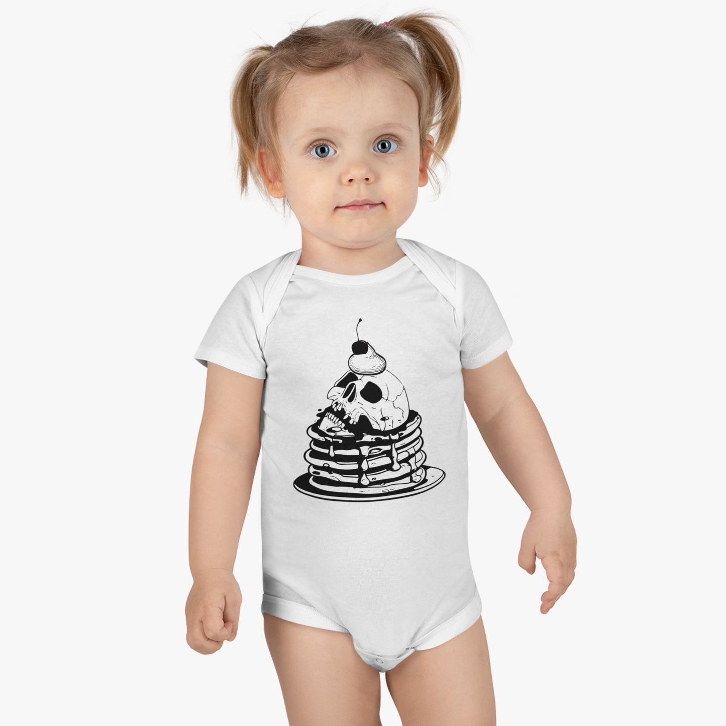 Funny Face Pancakes Onesie® Organic Baby Bodysuit