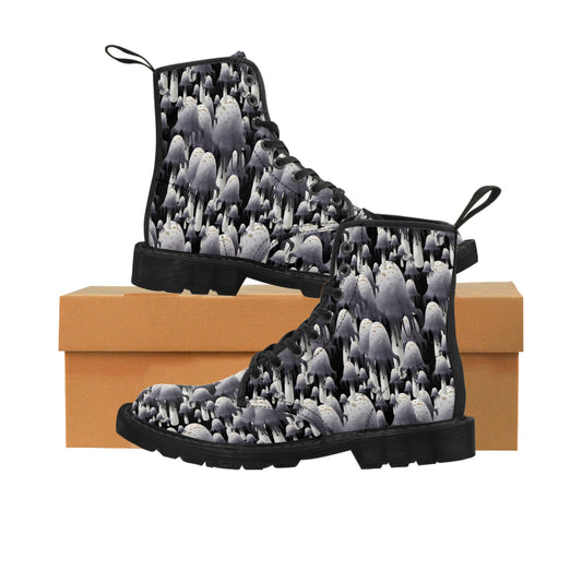 Inky cap Mushroom print Women's Canvas Boots