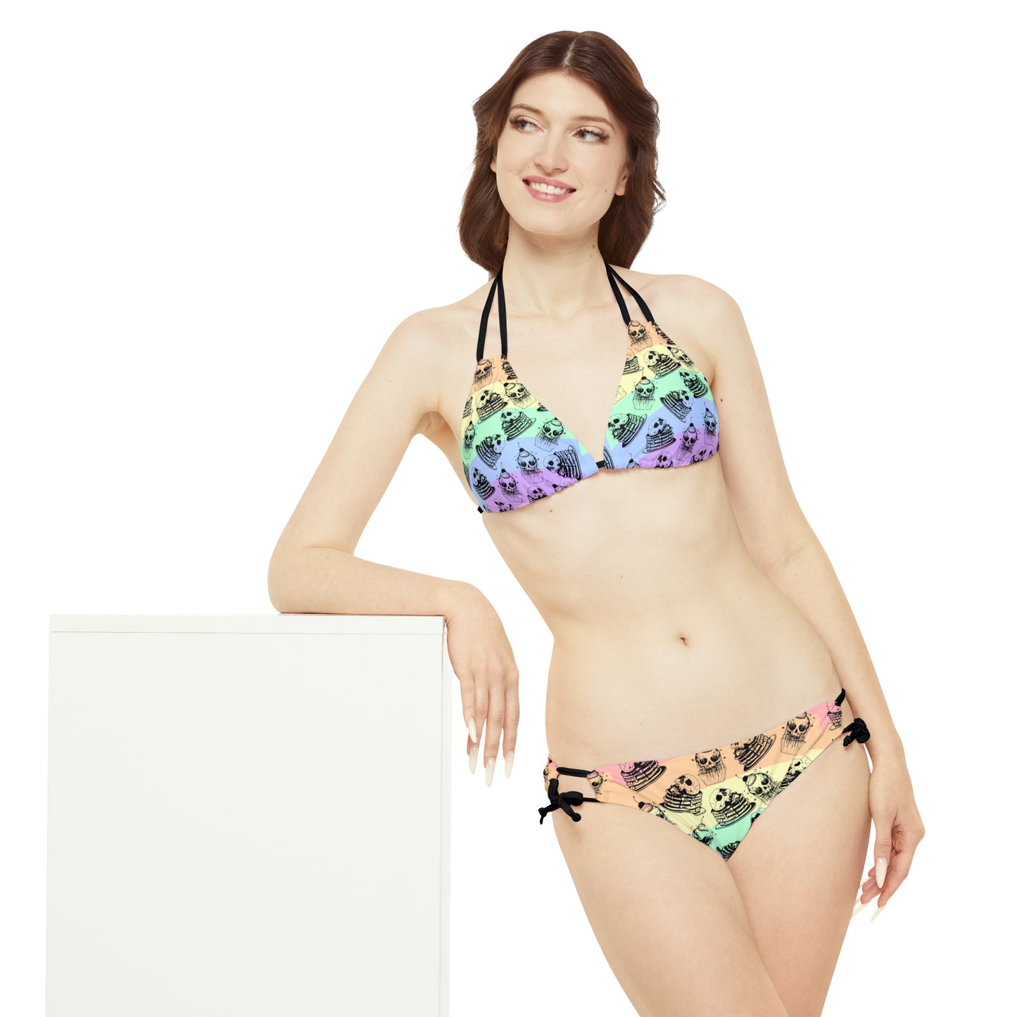 Funny Face Pancakes Strappy Bikini Set (AOP)