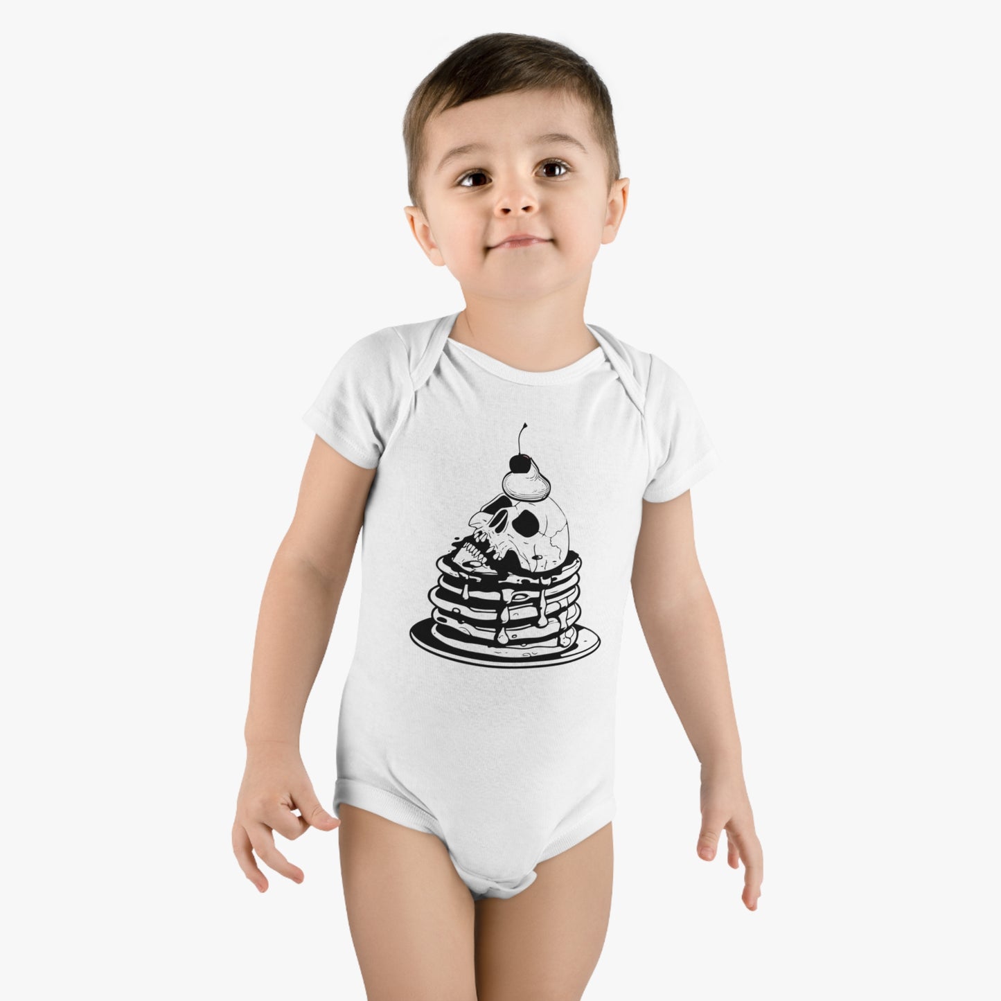 Funny Face Pancakes Onesie® Organic Baby Bodysuit