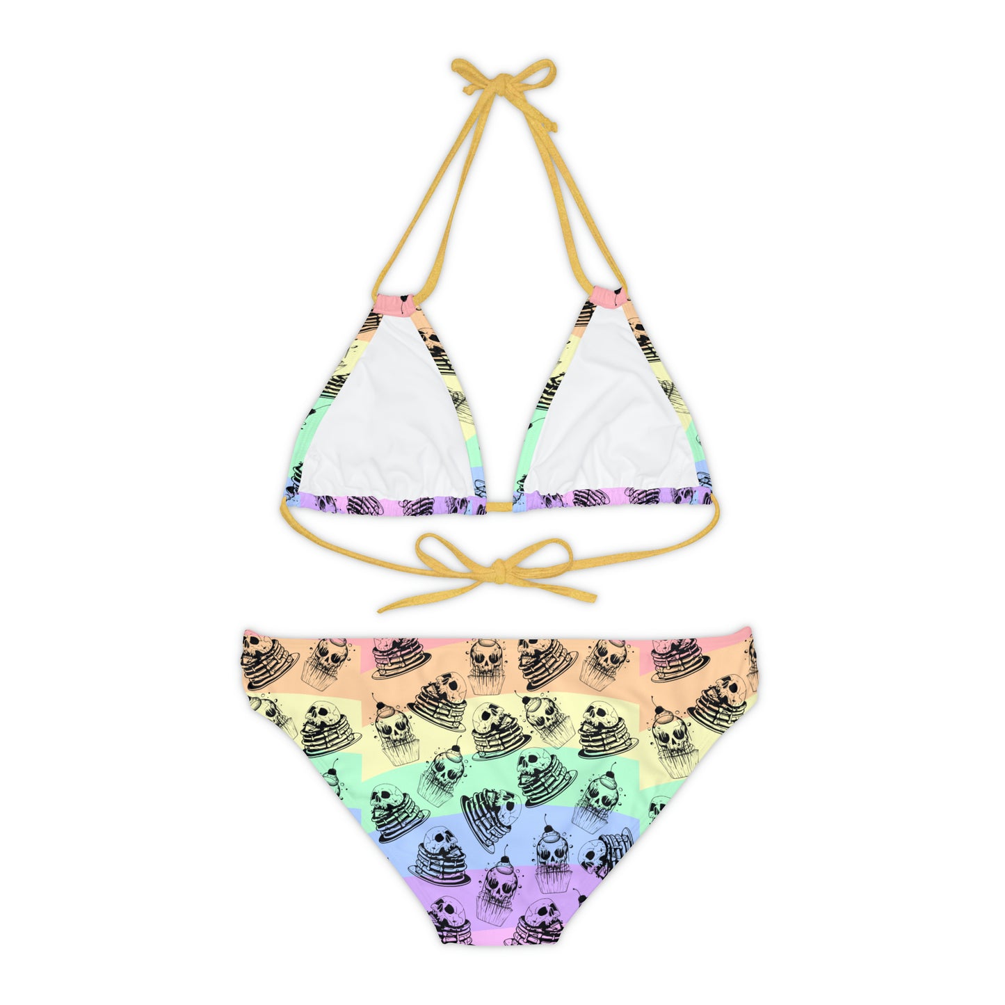 Funny Face Pancakes Strappy Bikini Set (AOP)