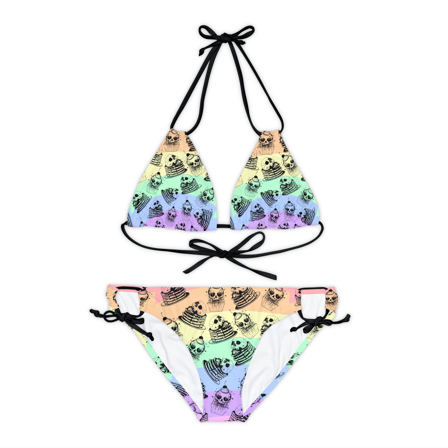 Funny Face Pancakes Strappy Bikini Set (AOP)