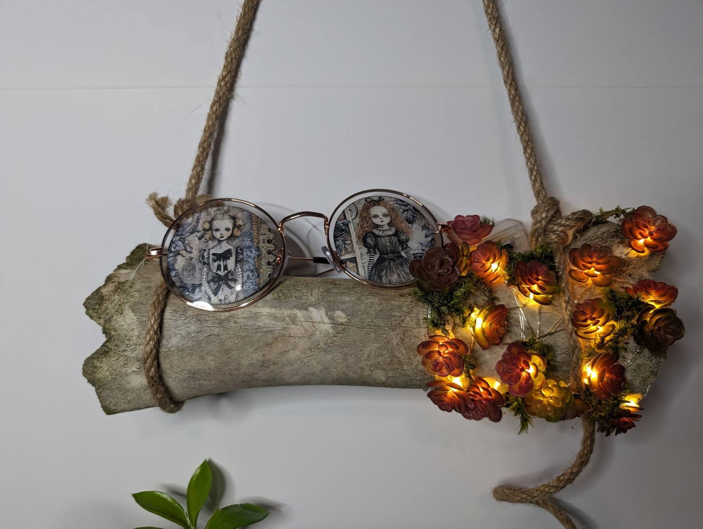 Spooky girl succulent lights - authentic bone